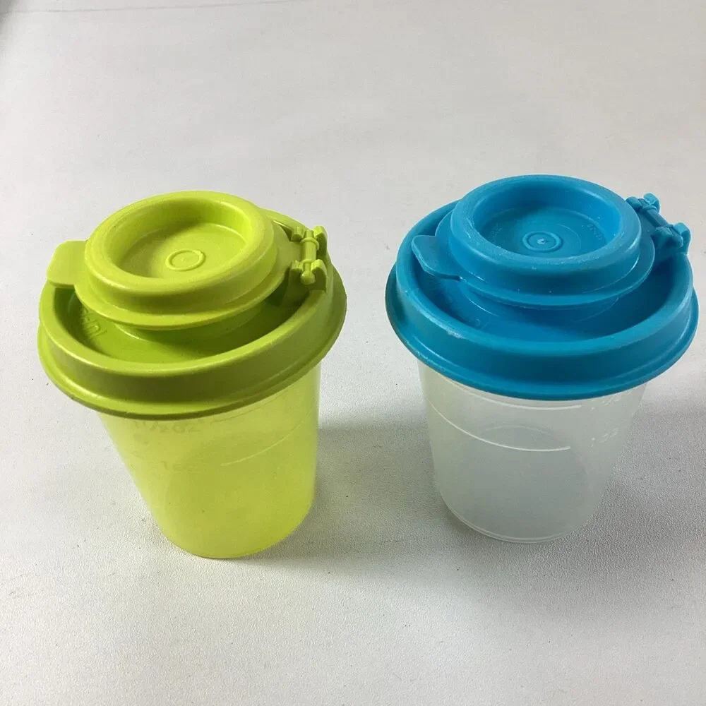 Tupperware Midget Shakers Salt Pepper Spice Storage Blue Green 4789 Vintage